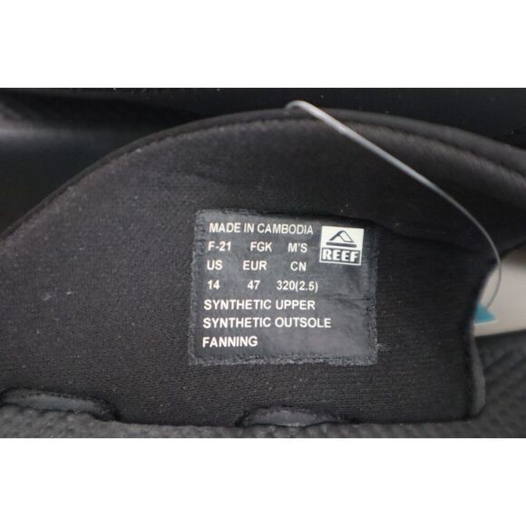 Reef Men's Sz 14 Black/Silver Fanning Flip-Flop Sandals w/Built-In Bottle Opener - Picture 10 of 15